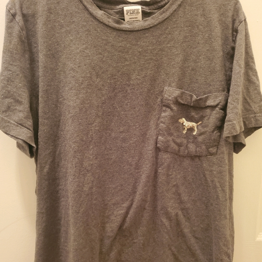 VS Pink sequin bling dog tshirt